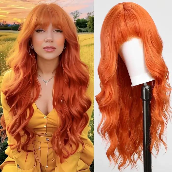 Ensemble de tête en fibre synthétique pour femme, cheveux longs bouclés, ondulation de l'eau, haute 
