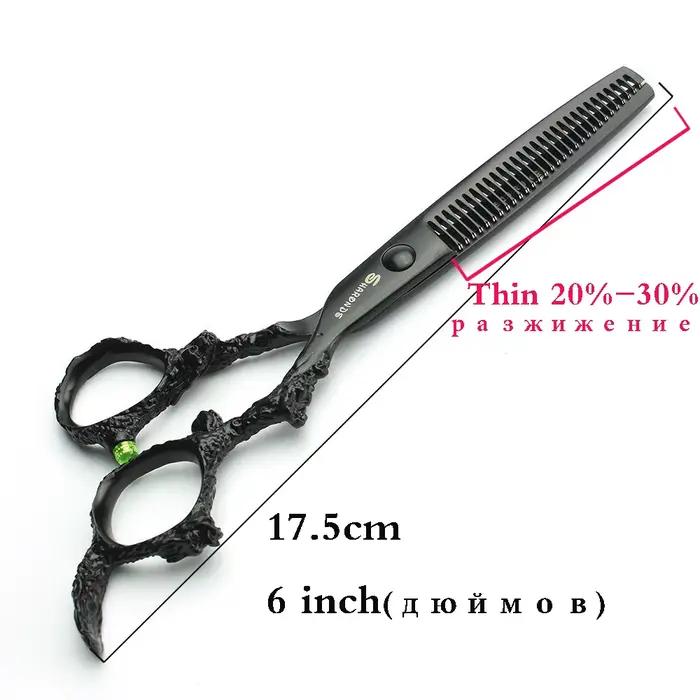 Sharonds-Ciseaux de Coupe Professionnels en Acier 440c, 6/7/8 Argent, Manche Dragon Noir, pour Salon