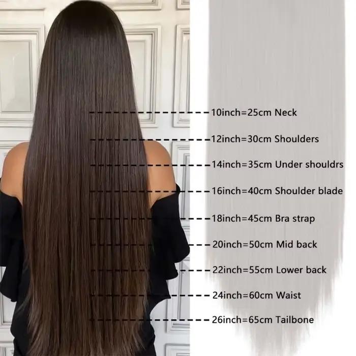 Extensions de cheveux synthétiques longues et lisses à clips, 24 pouces, 16 clips, 7 pièces/ensemble