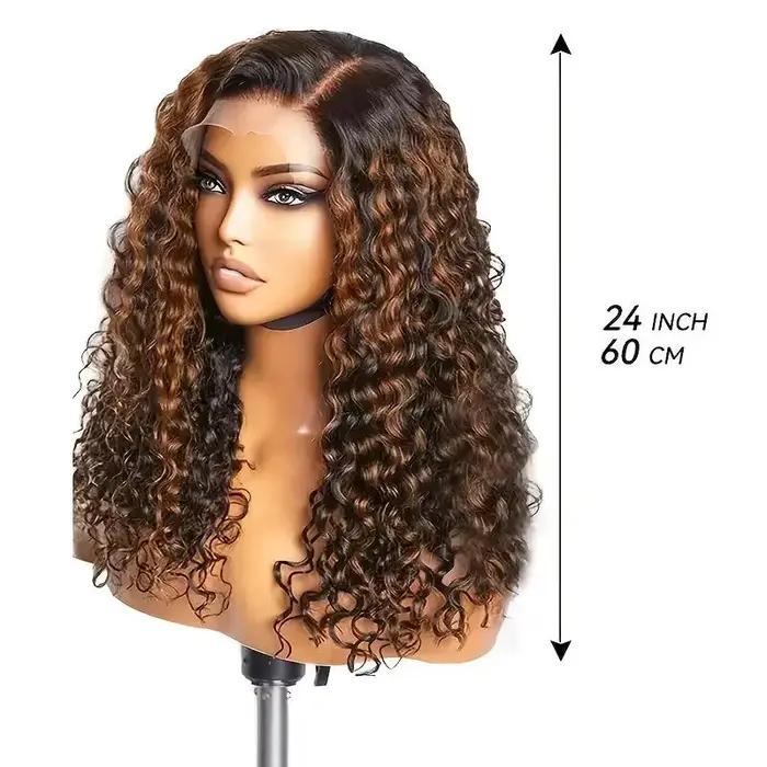 Perruque Lace Front Ombrée avec mèches, 40 pouces, bouclée, 13x6 13x4, Lace Frontal HD, Cheveux Huma