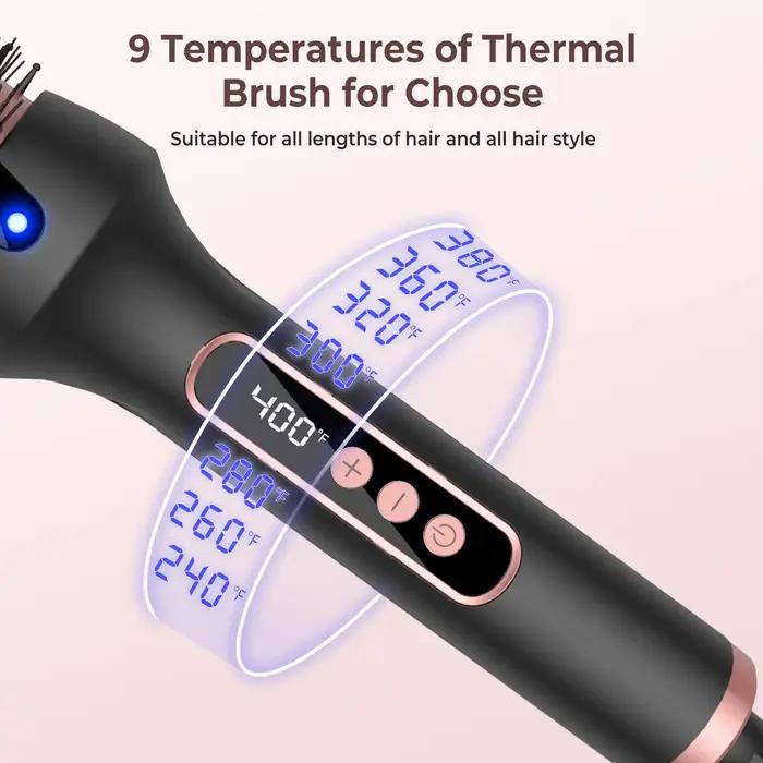 Peigne à friser chauffant brosse thermique style professionnel brosse ronde fer à friser volumateur 