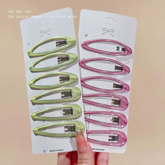 Épingles à cheveux géométriques léopard solide, 6 pièces/paquet, épingles à cheveux en alliage à la 