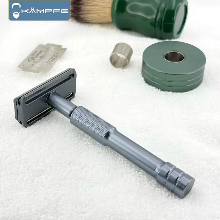 Rasoir de sécurité manuel KAMPFE CNC en aluminium à double tranchant, classique, pour hommes et femm