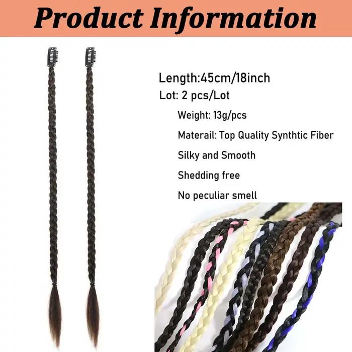 2 extensions de cheveux synthétiques tressées à clipser de 18 pouces, style bohème, en fibre haute t