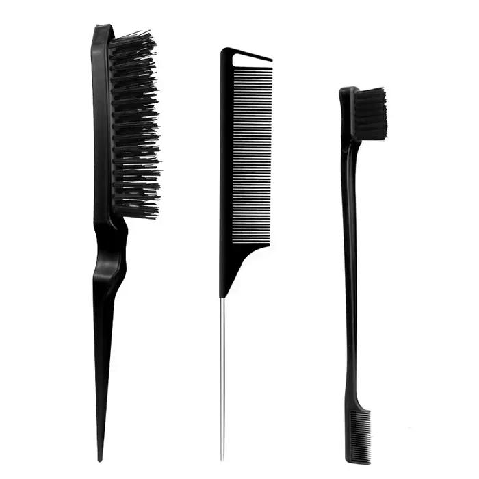 Brosse à cheveux à poils pour coiffures slick back, pour queue de cheval et chignon élégants, et pou