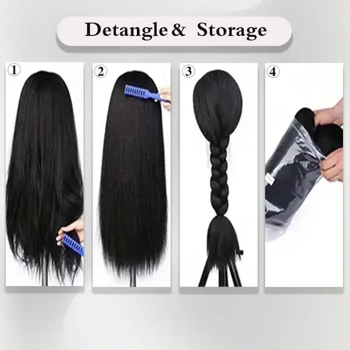 Perruque Yaki synthétique longue et crépue lisse, 16/22 pouces, cheveux doux et moelleux pour femmes