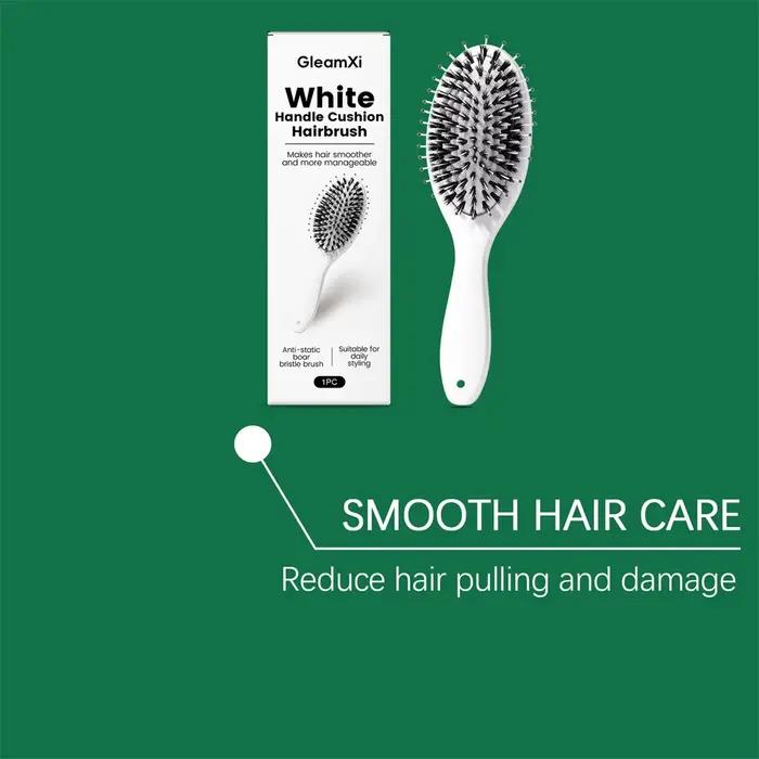Brosse à cheveux coussin pour femmes, brosse en poils de sanglier blancs, brosses démêlantes, cheveu