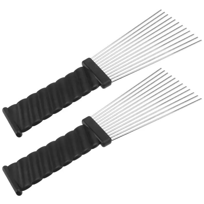 Peigne à cheveux démêlant en métal et plastique, 2 pièces, accessoires de barbier, peignes de coupe 
