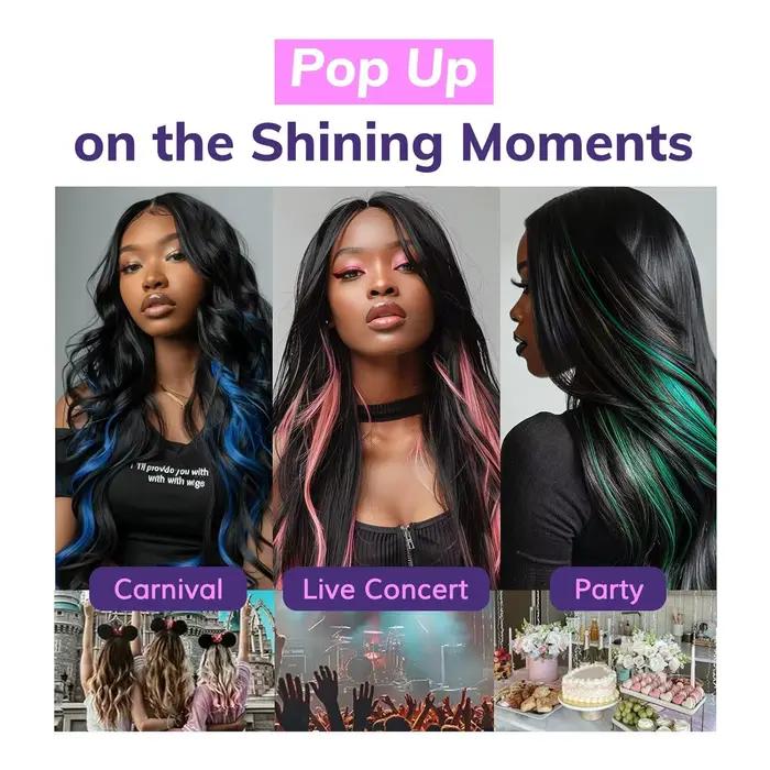 VEYDA Extensions de cheveux colorées à clipser pour filles, 22 pouces, couleurs Omber, cheveux raide