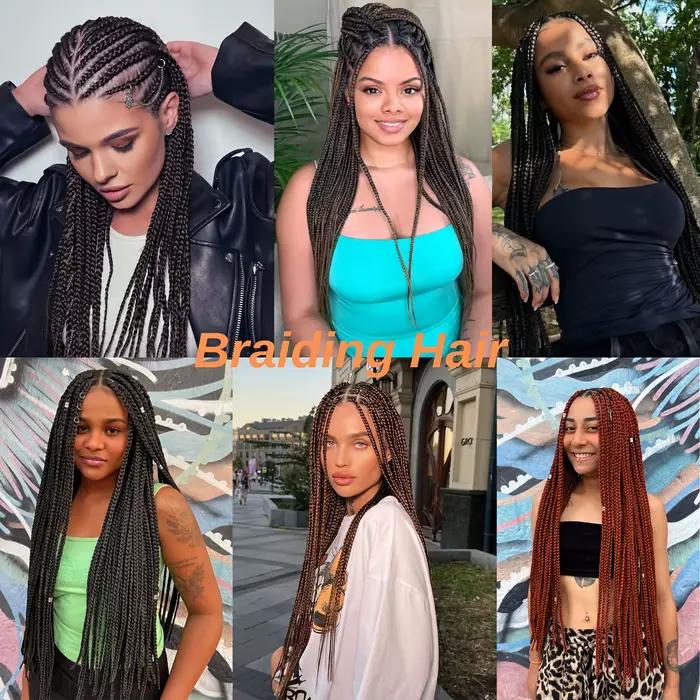 6 tresses Boho 24" |   Marron ombré |   Synthétique pré-étiré |   Longues ondulées, brillantes |   V
