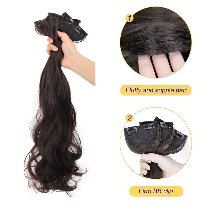Ensemble de coupe de cheveux synthétiques pour femmes, extension de cheveux ondulés naturels, clip B