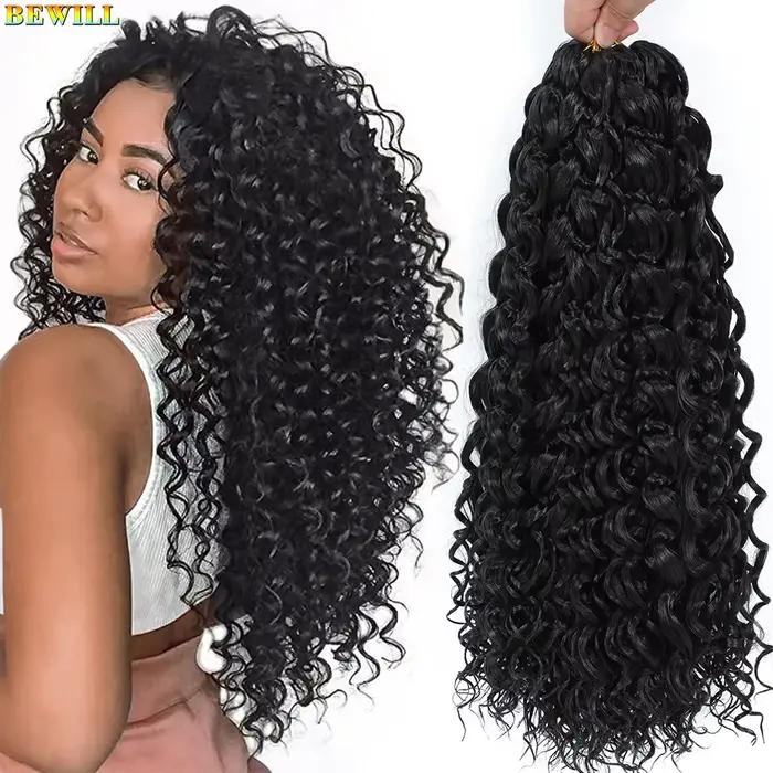 BEWILL GoGo Curl Cheveux en crochet, 14 et 18 pouces, ondes d'eau, boucles de plage, cheveux en croc