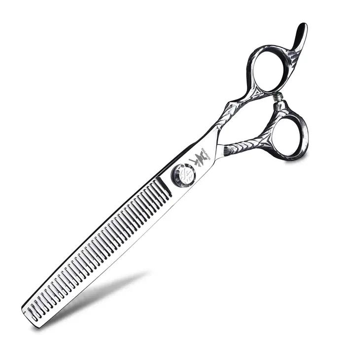 Ciseaux à cheveux XUANTENG en argent de 7 pouces, ciseaux de coiffure en acier 440C et ciseaux à eff
