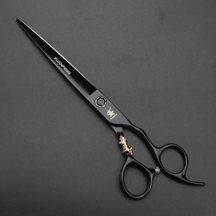 Ciseaux de coiffure XUANTENG de 7 pouces, noirs, avec système à roulement, ciseaux de barbier