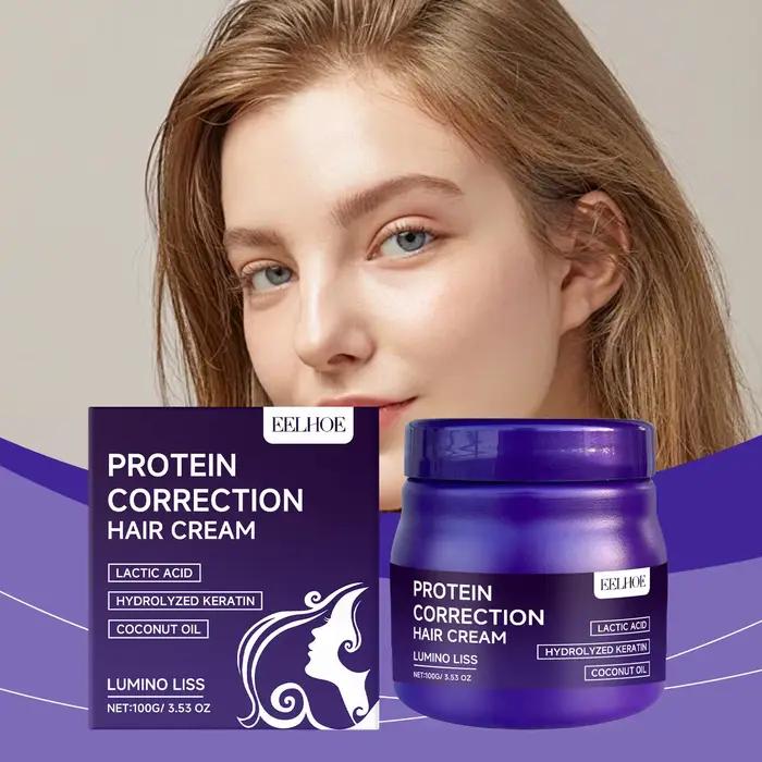 Crème Lissante Protéinée - Hydrate, Nourrit, Contrôle les Frisotis, Lisse les Cheveux, Protège et Ré