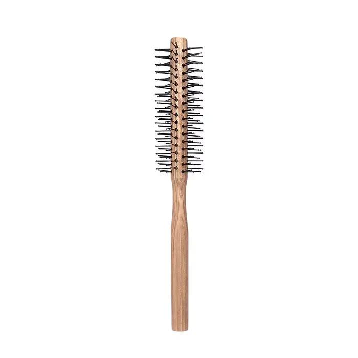 Brosse à friser circulaire en nylon avec manche en bois, peigne à cheveux professionnel, outil de co