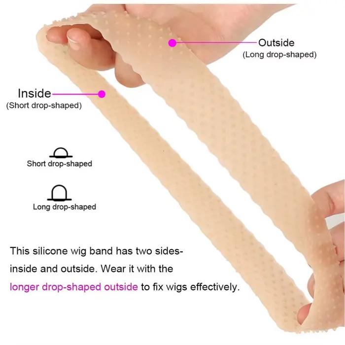Bandeau en silicone antidérapant sans couture avec bonnet de perruque en nylon extensible pour la fi