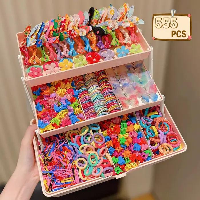 Ensemble d'accessoires pour cheveux pour filles, 555 pièces, pinces à cheveux papillon colorées, att