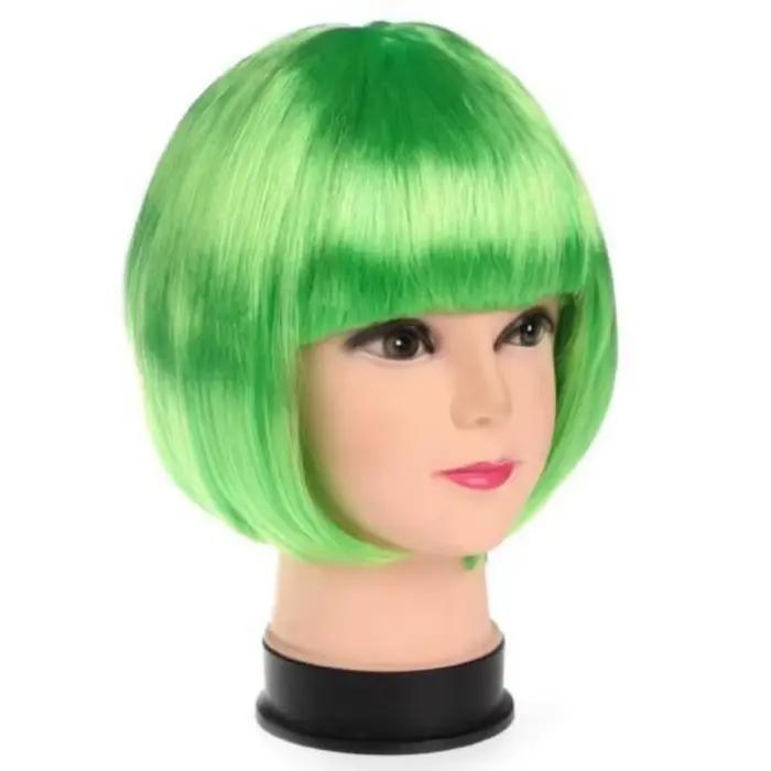 Perruque Synthétique Courte et Lisse avec Frange pour Femme, Accessoire Capillaire Complet pour Hall