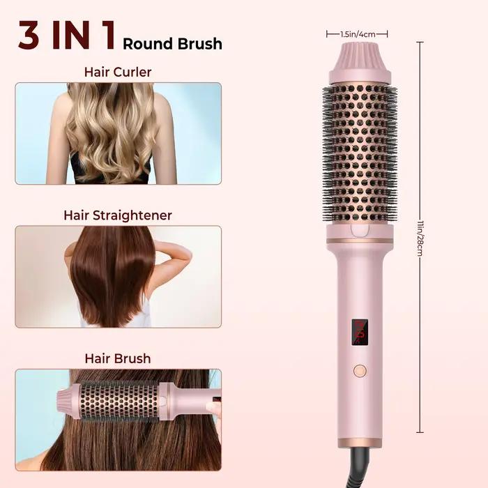 1.5 pouces fer à friser brosse en céramique brosse thermique chauffée brosse ronde cheveux électriqu