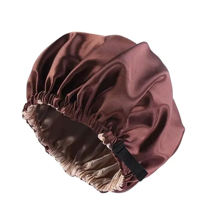 Bonnet en Satin pour dormir, Bonnet en soie réglable pour cheveux bouclés, Double couche, grand bonn