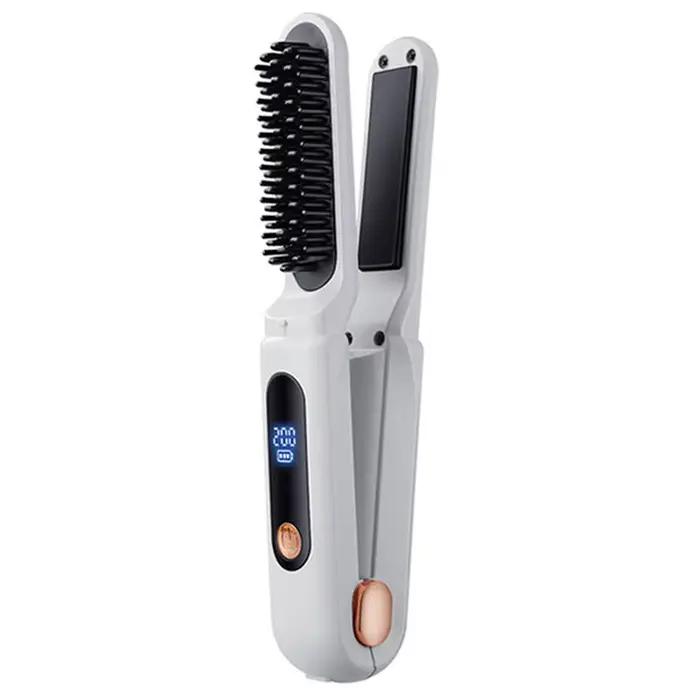 [NOUVEAU!ABMK】 Peigne lissant numérique 2 en 1, fer à lisser pour cheveux réglable en 3 températures