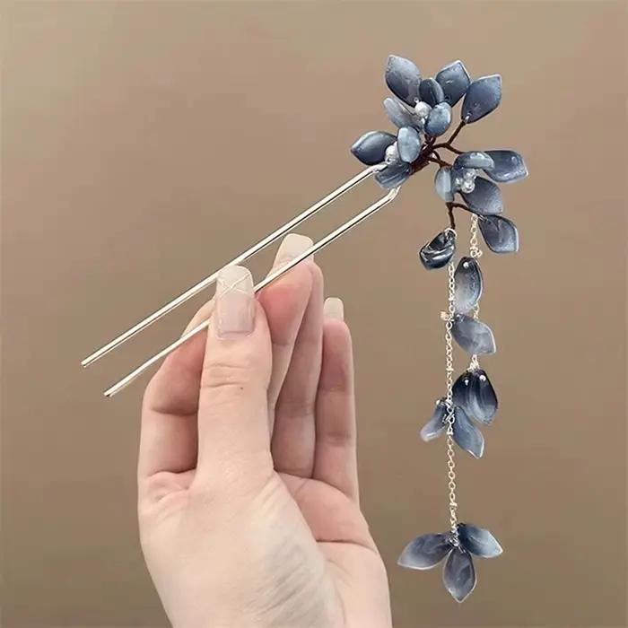 Nouvelles Épingles à Cheveux Artisanales Tendance, Accessoires Cheveux Hanfu, Bijoux Floraux Classiq