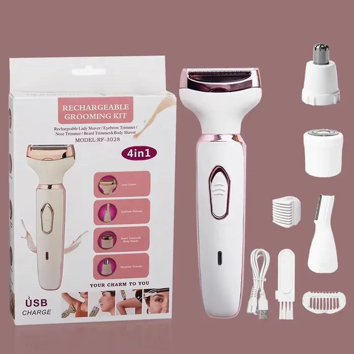 Épilateur électrique 4 en 1 pour femmes, rasoir indolore pour sourcils, lèvre supérieure, aisselles,
