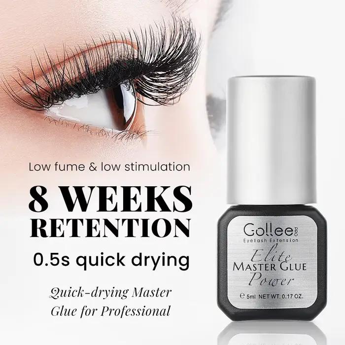 Gollee colle à cils 0.5s séchage rapide faible humidité colle d'extension de cils noir hypoallergéni