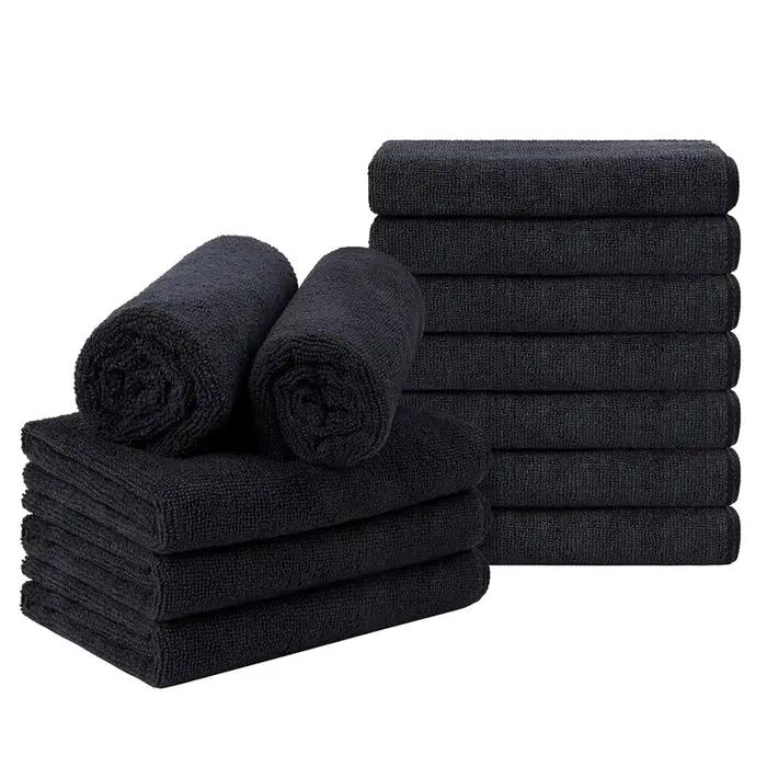 Ensemble de serviettes de séchage pour cheveux en microfibre noire, résistantes à l'eau de Javel, po