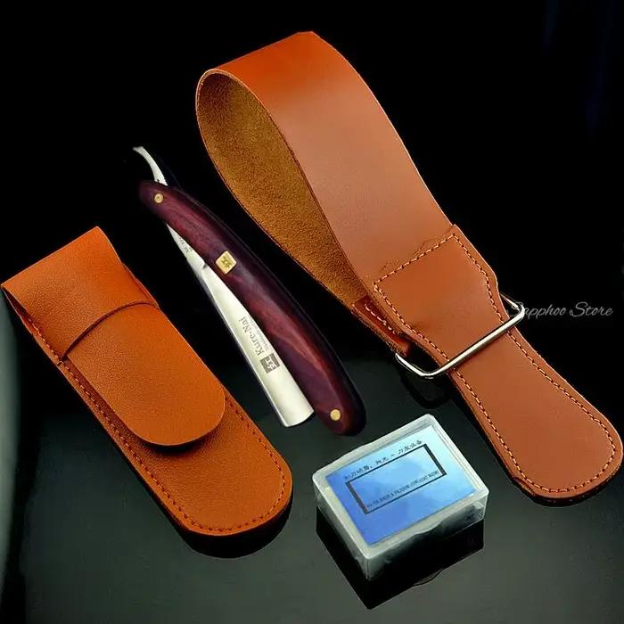 Rasoir droit en acier au carbone S45C pour salon de coiffure, manche en bois de santal, couteau de r