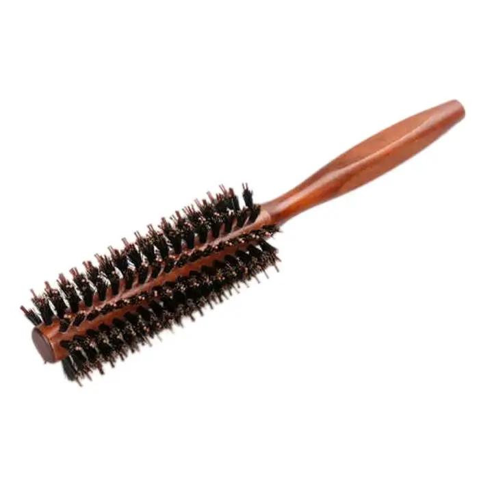 Peigne naturel en sanglier de soies,brosse ronde en baril soufflant et friser, outil de coiffure en 