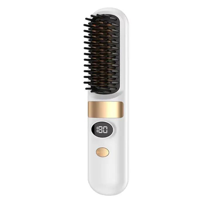 Brosse lissante 3-en-1, compacte et portable pour la maison et les voyages, chauffe rapidement en 4 
