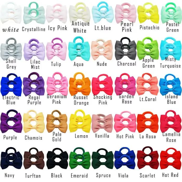 40/60/80 Élastiques à cheveux pour bébés filles, nœuds de 2 pouces, élastiques en caoutchouc, rubans