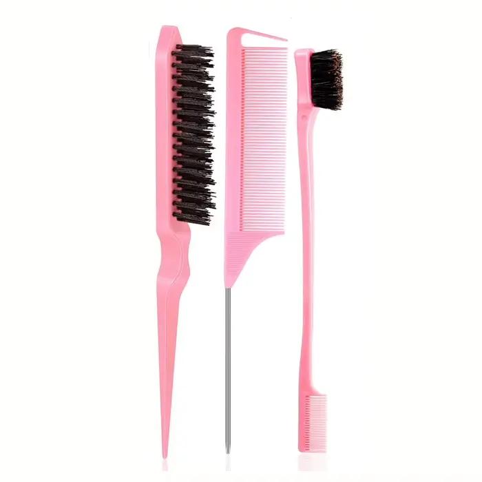 Ensemble de 5 brosses démêlantes, cheveux bouclés, humides/secs, noirs, ensemble de brosses démêlant