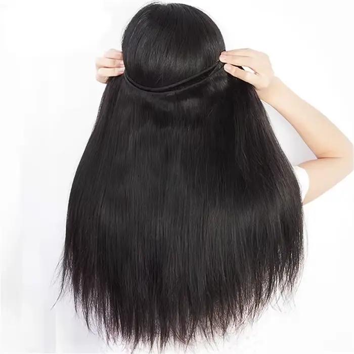 Extensions de cheveux humains Remy lisses, lots de 1/3/4 pièces, noir naturel, tissage brésilien, 14