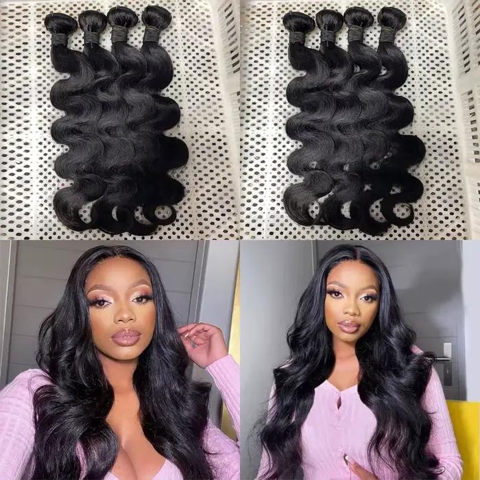Mèches brésiliennes naturelles Body Wave 12A, 24 pouces, 100% cheveux naturels bruts, lots de 1/3/4 