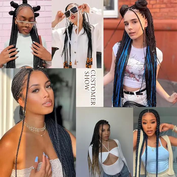 Extensions de cheveux tressés pré-étirés, fibre synthétique ombrée, Yaki Bergame, réglage de l'eau c