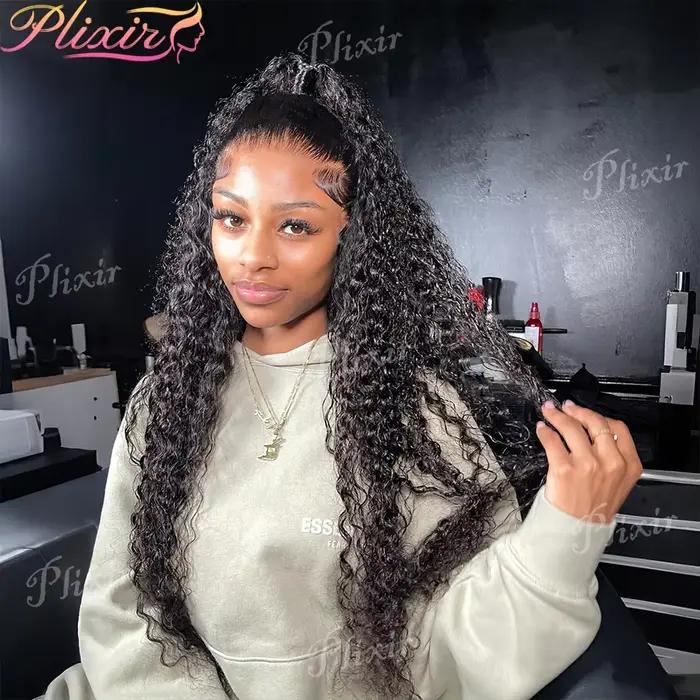 Perruque Lace Frontal Wig brésilienne naturelle bouclée, cheveux humains, Loose Deep Wave, 13x6, 13x