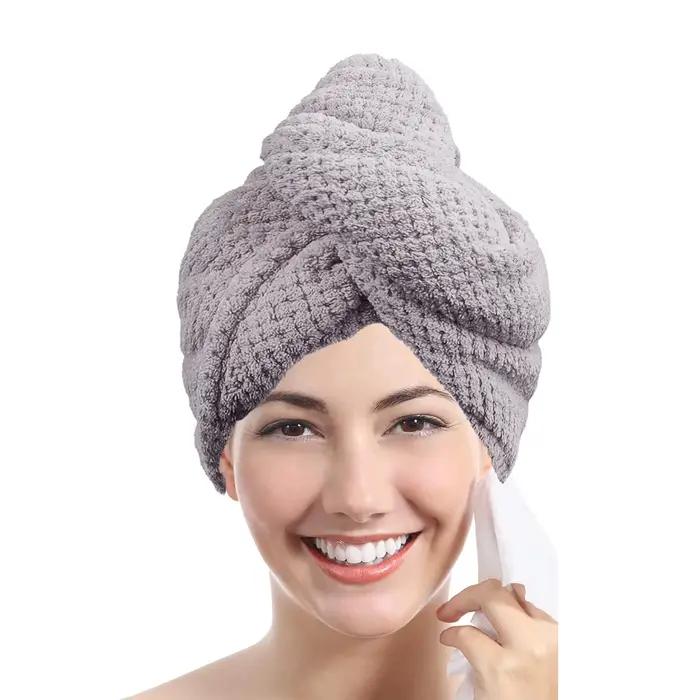 Serviette pour cheveux de couleur unie, bonnet pour cheveux secs texturés, 9.8 "X 25.5", serviette a