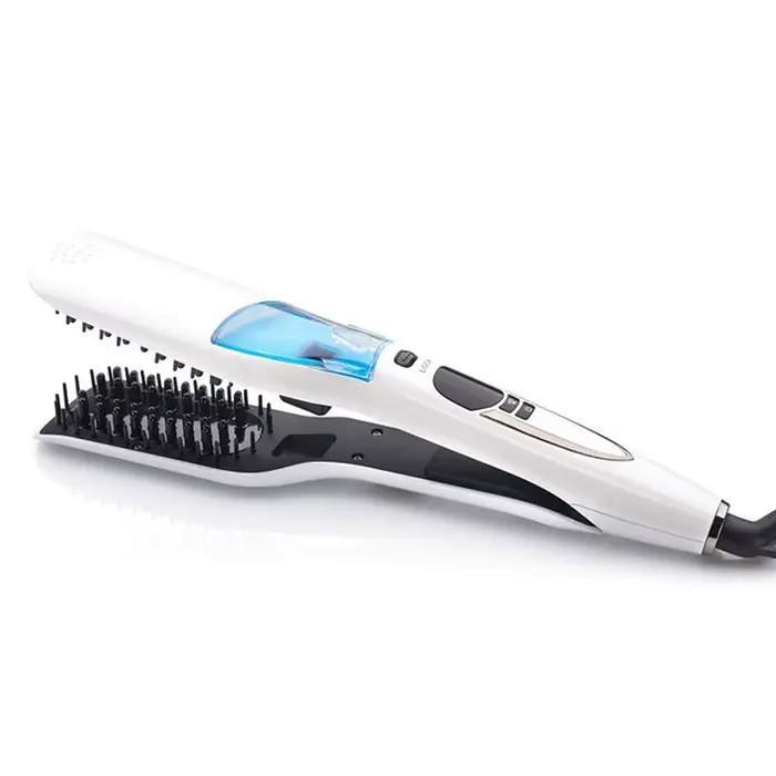 Lisseur de cheveux professionnel, brosse chauffante, peignes chauds, fer à friser en titane à double