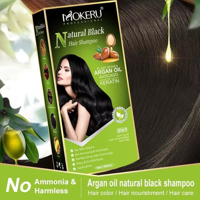 Mokeru Shampoing de coloration de cheveux à la kératine sans ammoniaque Shampooing de teinture de ch