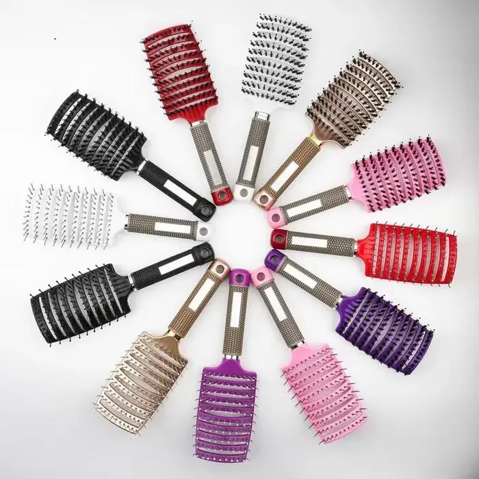Brosse à cheveux démêlante, peigne de Massage du cuir chevelu, poils en Nylon pour femmes, brosse ma