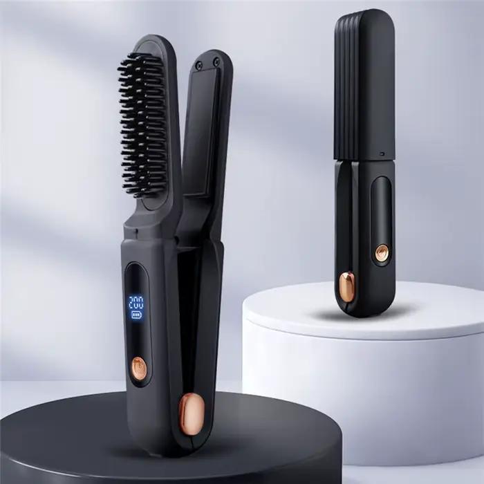 [NOUVEAU!ABMK】 Peigne lissant numérique 2 en 1, fer à lisser pour cheveux réglable en 3 températures