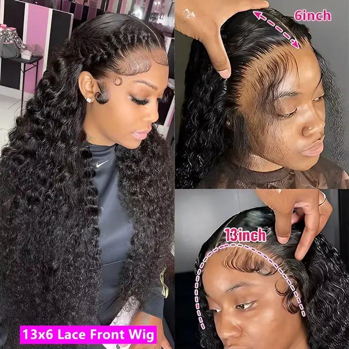 Perruque Lace Front Wig naturelle bouclée, Deep Wave, HD, 13x6, 13x4, 30 pouces