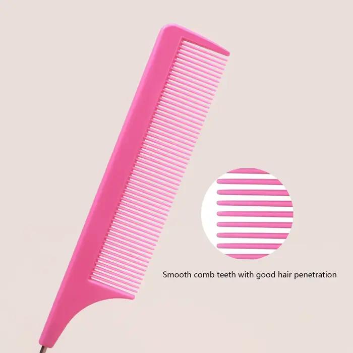 Peigne professionnel à queue pointue pour salon de coiffure, en acier inoxydable, antistatique, pour