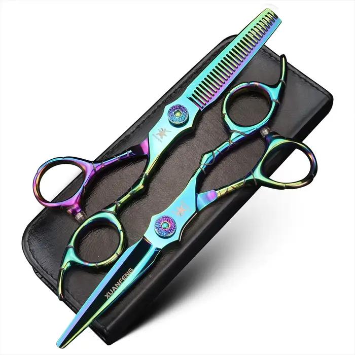 Ciseaux à cheveux professionnels à poignée musculaire de 6 pouces pour stylistes-cisailles de coiffu