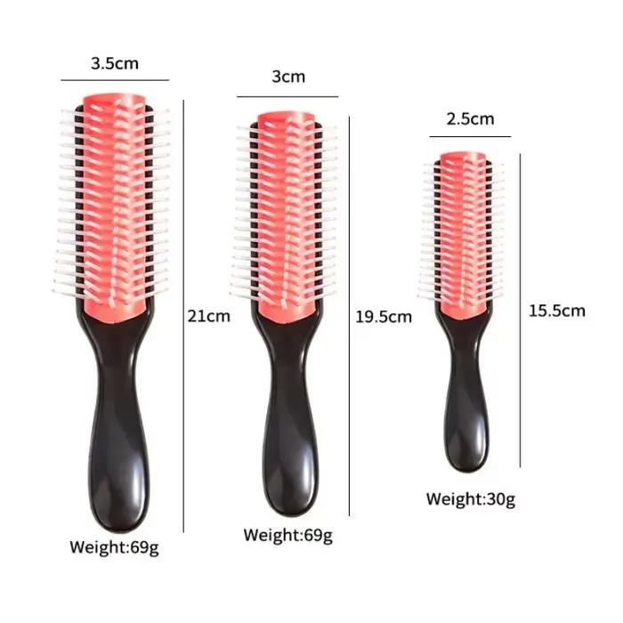 Brosse démêlante 9 rangs, masseur de cuir chevelu, peigne pour cheveux bouclés ou lisses, utilisatio