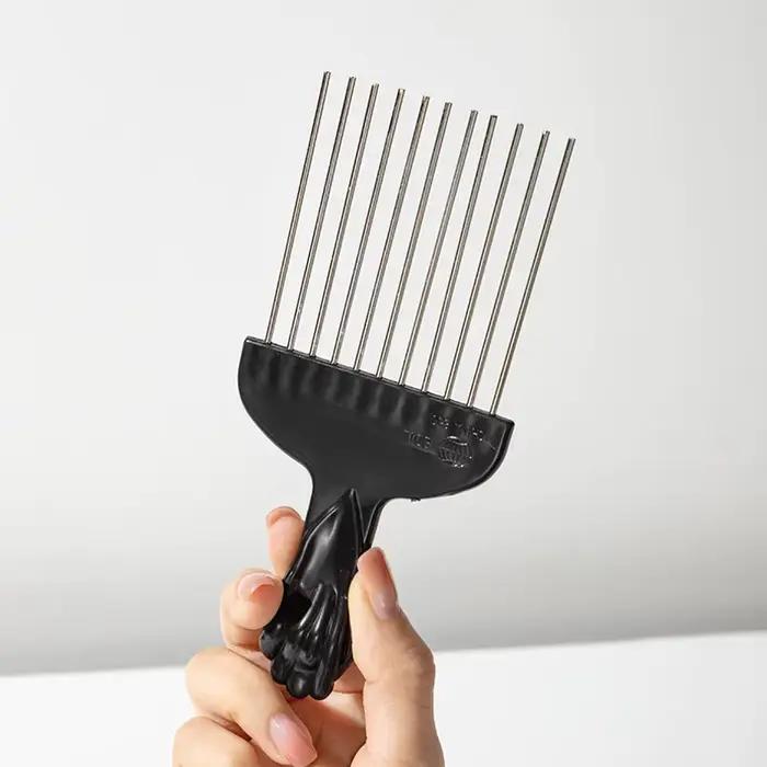 Peigne Afro afro-américain en métal noir pour Salon d'outils de coiffure