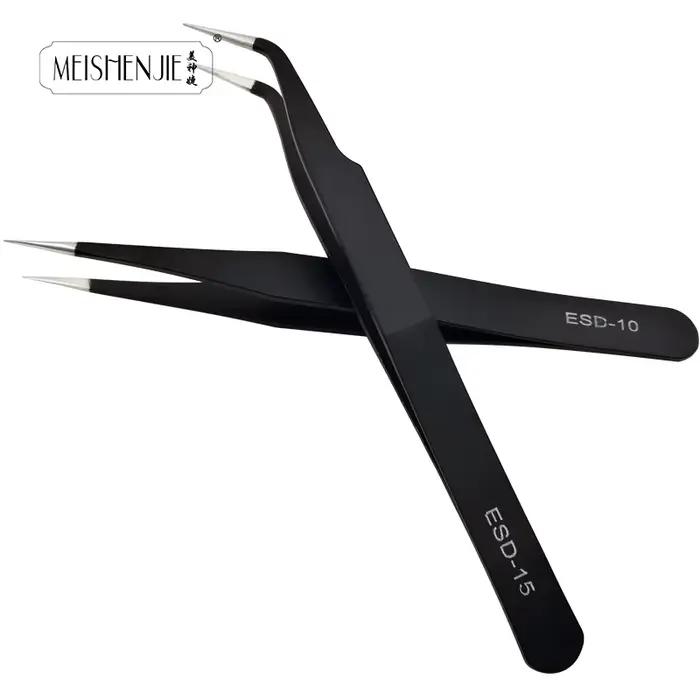 MEISHENJIE-Pince à épiler en acier inoxydable pour faux cils, outil de maquillage pour extensions d'